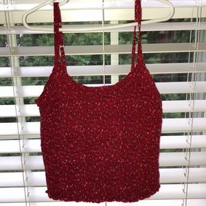 Hollister red with tiny flowers smocked top